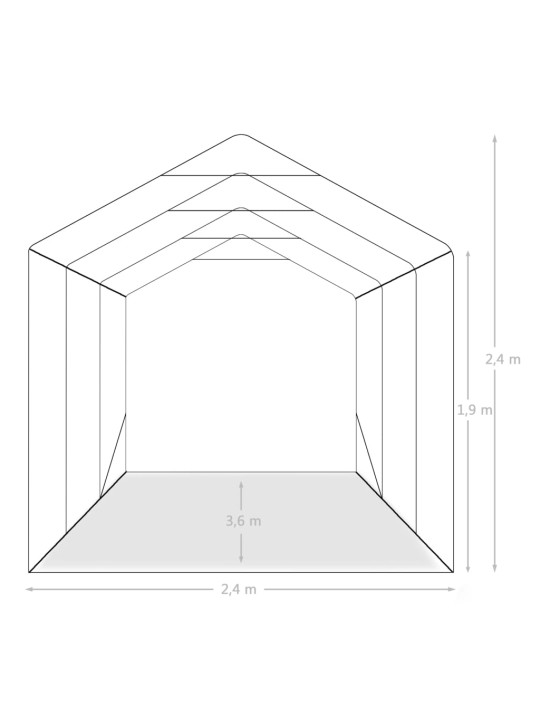 Garāžas telts, pvc, 2,4x3,6 m, zaļa