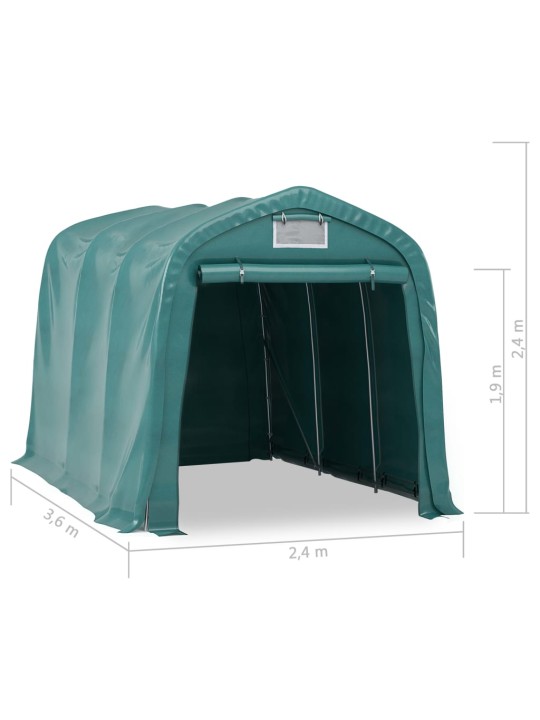 Garāžas telts, pvc, 2,4x3,6 m, zaļa