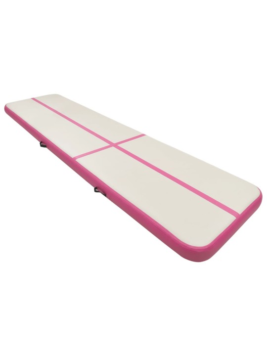 Piepūšams vingrošanas paklājs ar pumpi, 800x100x15 cm, rozā pvc