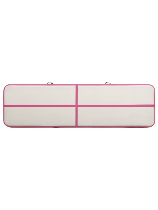 Piepūšams vingrošanas paklājs ar pumpi, 800x100x15 cm, rozā pvc