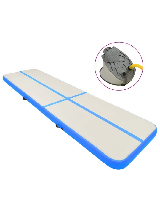 Piepūšams vingrošanas paklājs ar pumpi, 700x100x20 cm, zils pvc