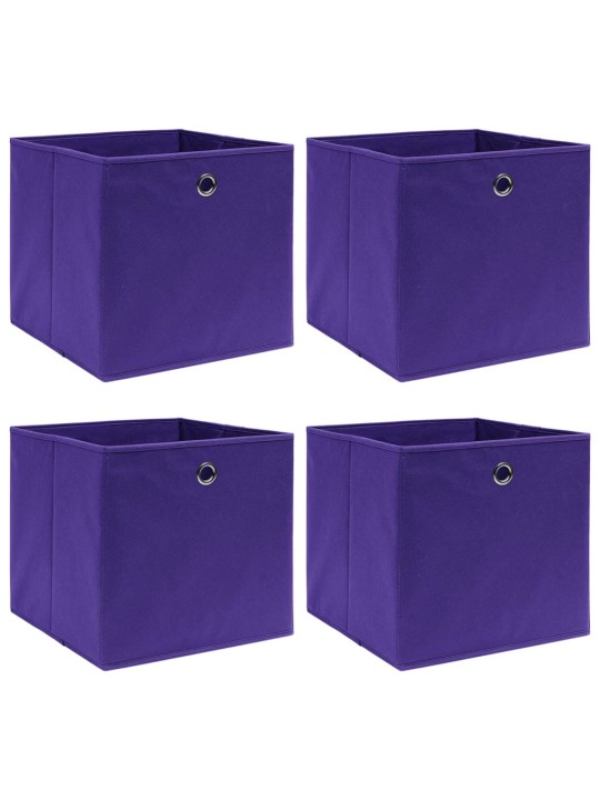Uzglabāšanas kastes, 4 gb., 28x28x28 cm, violets neausts audums