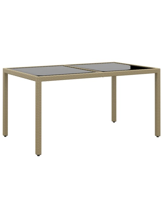 Dārza galds, 150x90x75 cm, rūdīts stikls, bēša pe rotangpalma