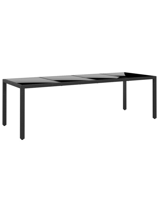 Dārza galds, 250x100x75 cm, melns, rūdīts stikls, pe rotangpalma