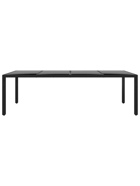 Dārza galds, 250x100x75 cm, melns, rūdīts stikls, pe rotangpalma