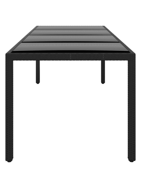 Dārza galds, 250x100x75 cm, melns, rūdīts stikls, pe rotangpalma