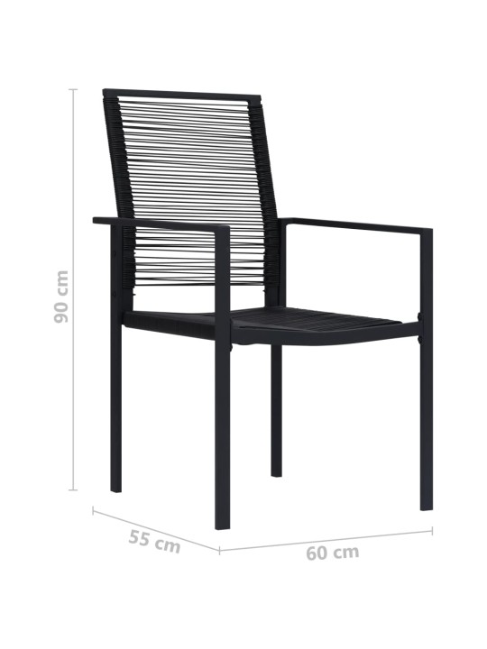 Dārza krēsli, 2 gab., melni, pvc rotangpalma