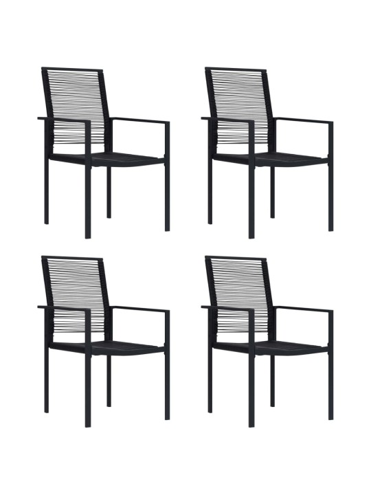 Dārza krēsli, 4 gab., melna pvc rotangpalma