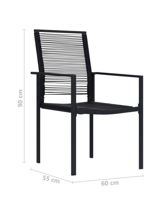Dārza krēsli, 4 gab., melna pvc rotangpalma