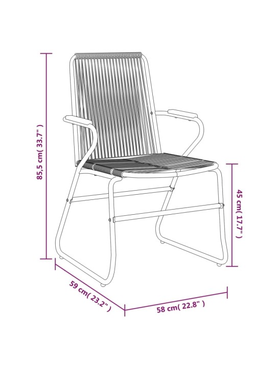 Dārza krēsli, 2 gab., pvc rotangpalma, 58x59x85,5 cm, melni