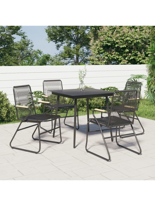 Dārza krēsli, 4 gab., pvc rotangpalma, 58x59x85,5 cm, melni