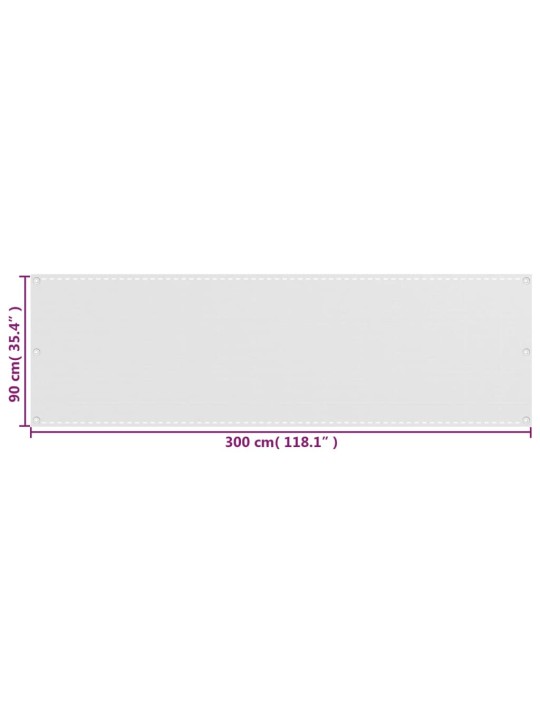 Balkona aizslietnis, 90x300 cm, balts hdpe