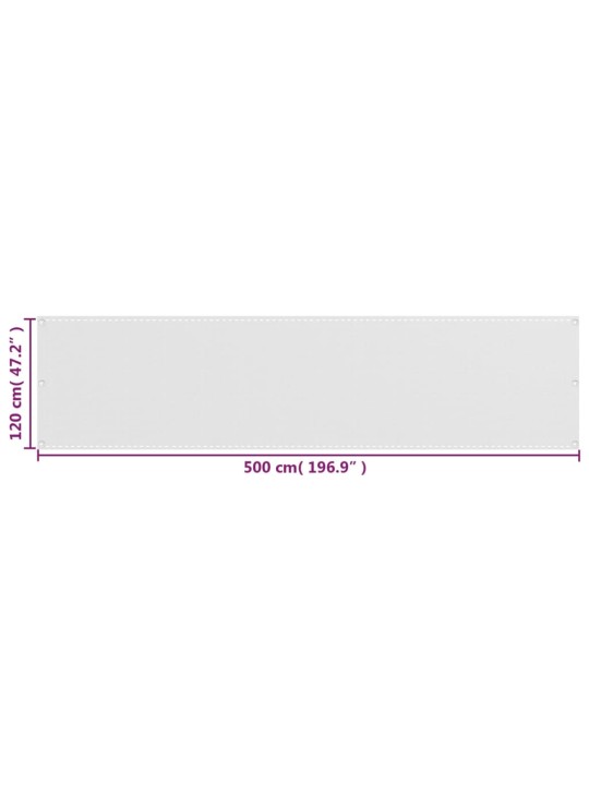 Balkona aizslietnis, 120x500 cm, balts hdpe