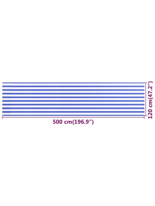 Balkona aizslietnis, 120x500 cm, zils un balts, hdpe
