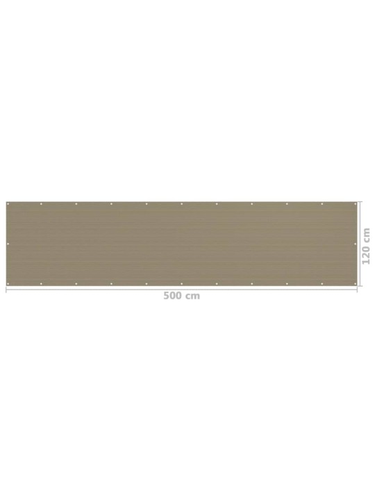 Balkona aizslietnis, 120x500 cm, pelēkbrūns hdpe