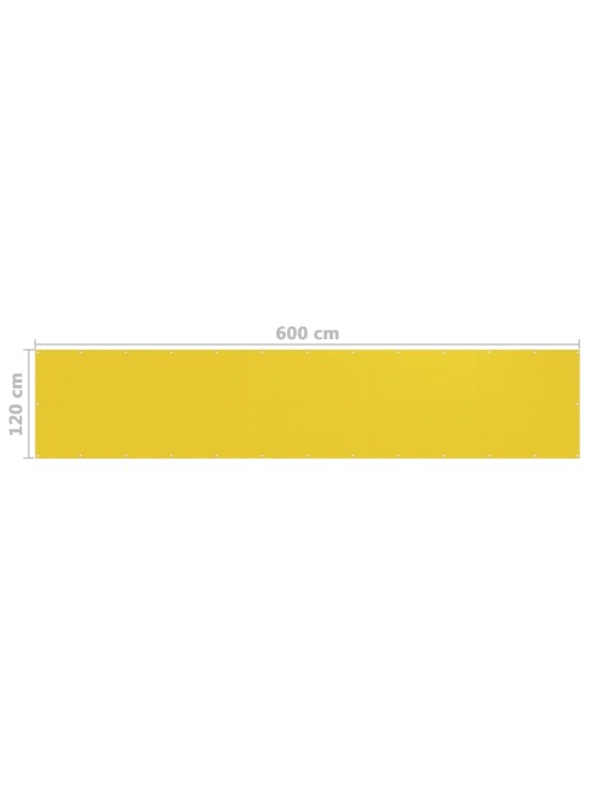 Balkona aizslietnis, 120x600 cm, dzeltens hdpe