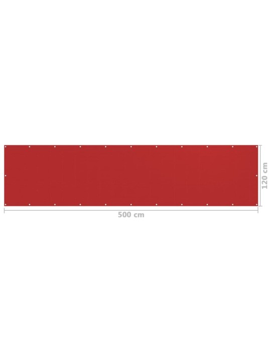 Balkona aizslietnis, 120x500 cm, sarkans hdpe