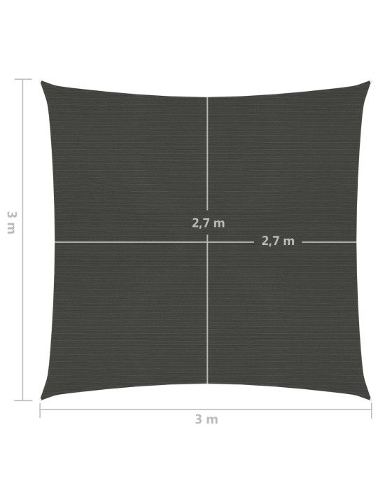 Saulessargs, 160 g/m², antracītpelēks, 3x3 m, hdpe