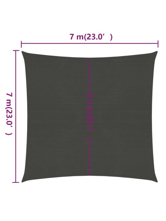 Saulessargs, 160 g/m², antracītpelēks, 7x7 m, hdpe