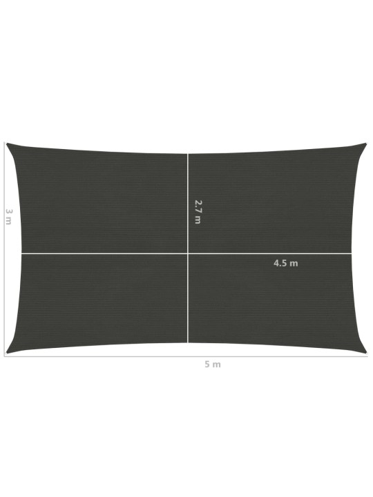 Saulessargs, 160 g/m², antracītpelēks, 3x5 m, hdpe