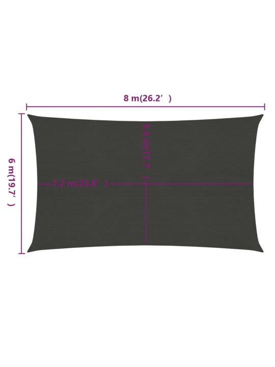 Saulessargs, 160 g/m², antracītpelēks, 6x8 m, hdpe