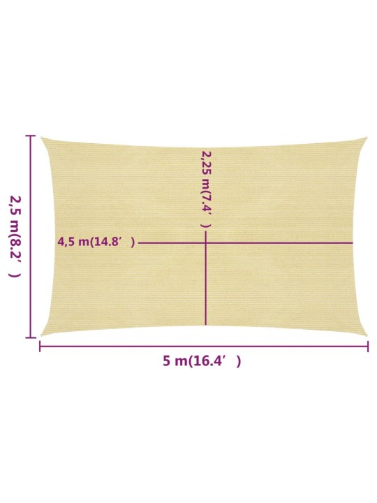 Saulessargs, 160 g/m², bēšs, 2,5x5 m, hdpe
