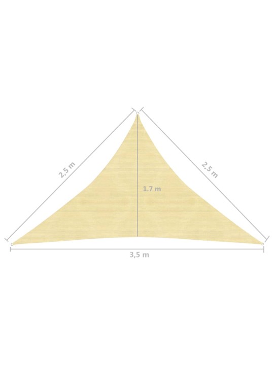 Saulessargs, 160 g/m², bēšs, 2,5x2,5x3,5 m, hdpe