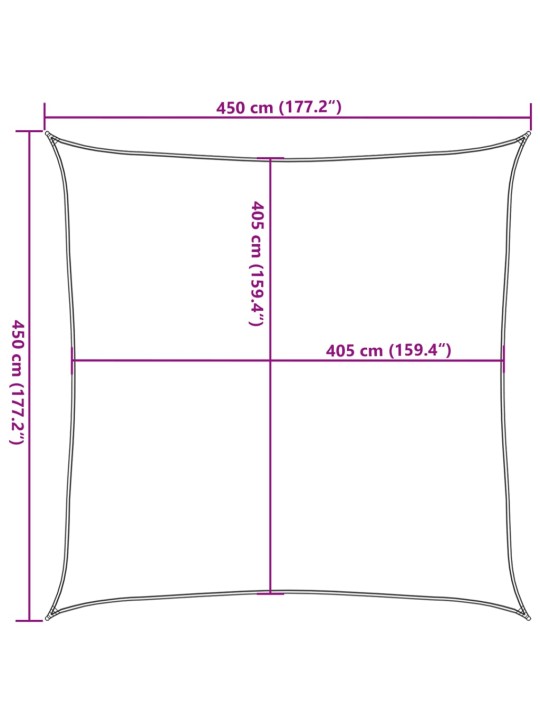 Saulessargs, 160 g/m², kvadrāta, sarkanbrūns, 4,5x4,5 m, hdpe