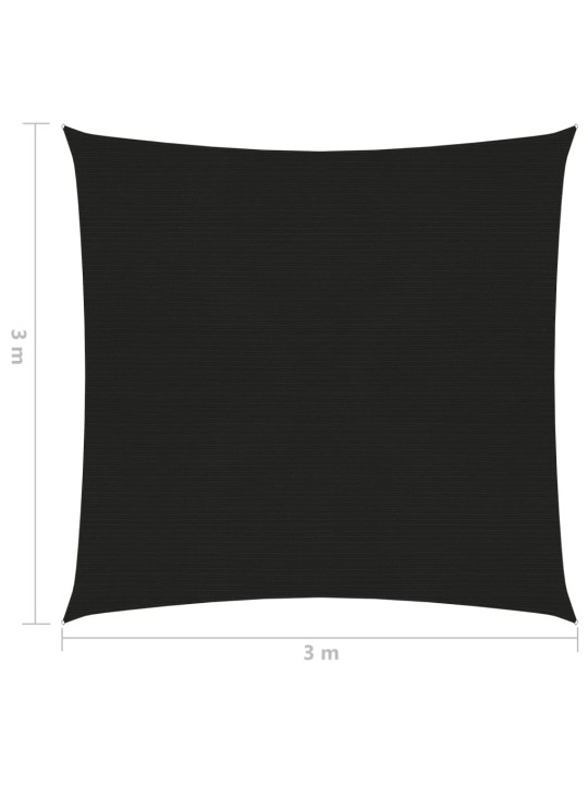Saulessargs, 160 g/m², melns, 3x3 m, hdpe