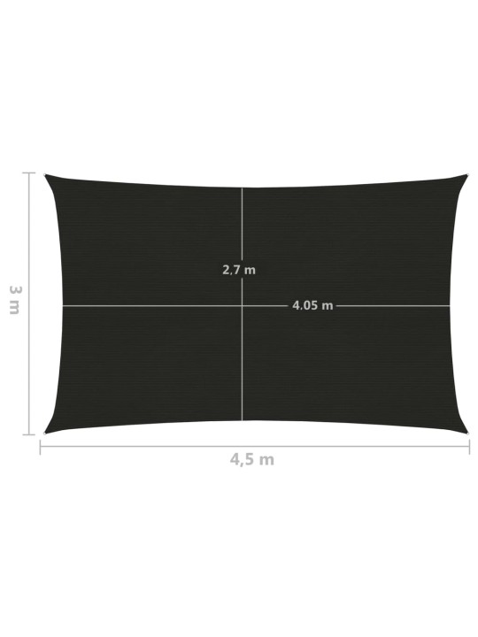Saulessargs, 160 g/m², melns, 3x4,5 m, hdpe