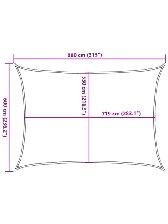 Saulessargs, 160 g/m², taisnstūra, melns, 6x8 m, hdpe