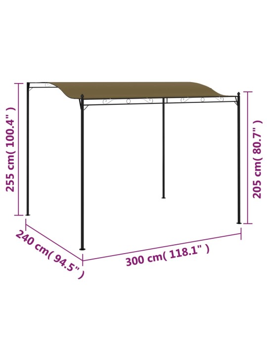 Dārza nojume, 3x2,4 m, pelēkbrūna, 180 g/m²