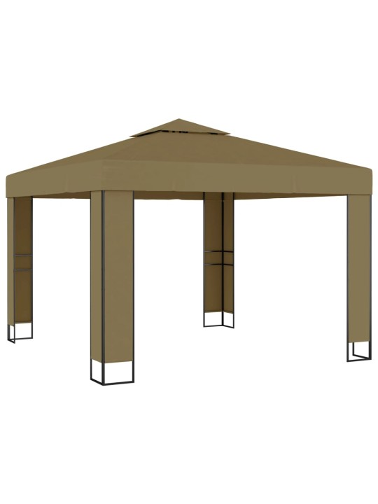 Dārza nojume ar dubulto jumtu, 3x3x2,7 m, pelēkbrūna, 180 g/m²