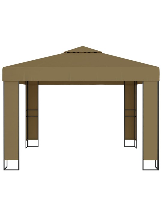 Dārza nojume ar dubulto jumtu, 3x3x2,7 m, pelēkbrūna, 180 g/m²