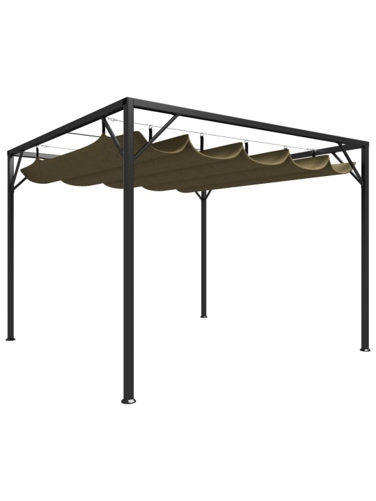 Dārza nojume ar izvelkamu jumtu, 3x3 m, pelēkbrūna, 180 g/m²