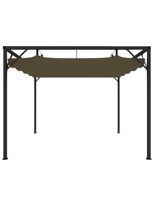 Dārza nojume ar izvelkamu jumtu, 3x3 m, pelēkbrūna, 180 g/m²
