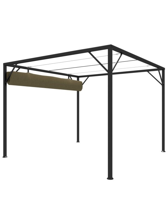 Dārza nojume ar izvelkamu jumtu, 3x3 m, pelēkbrūna, 180 g/m²