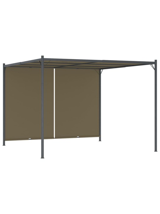Dārza nojume ar izvelkamu jumtu, 3x3 m, pelēkbrūna, 180 g/m²