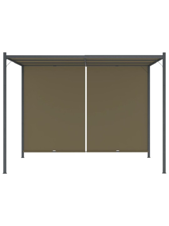 Dārza nojume ar izvelkamu jumtu, 3x3 m, pelēkbrūna, 180 g/m²