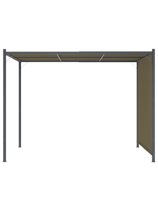 Dārza nojume ar izvelkamu jumtu, 3x3 m, pelēkbrūna, 180 g/m²