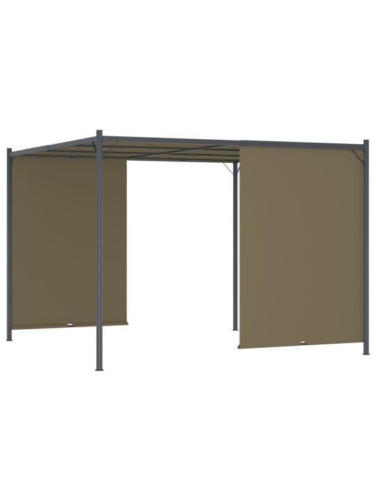 Dārza nojume ar izvelkamu jumtu, 3x3 m, pelēkbrūna, 180 g/m²