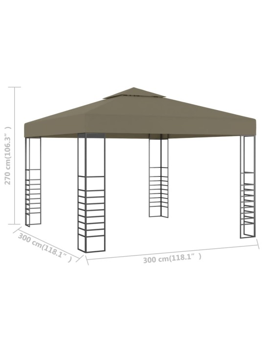 Dārza nojume, 3x3 m, pelēkbrūna, 180 g/m²