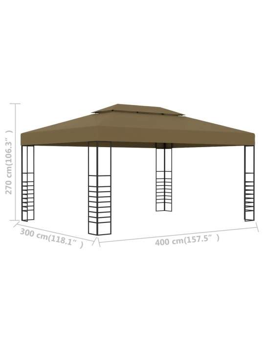 Dārza nojume, 3x4 m, pelēkbrūna, 180 g/m²