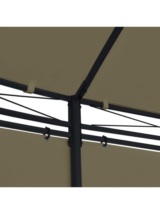 Dārza nojume ar aizkariem, 520x349x255 cm, pelēkbrūna, 180g/m²
