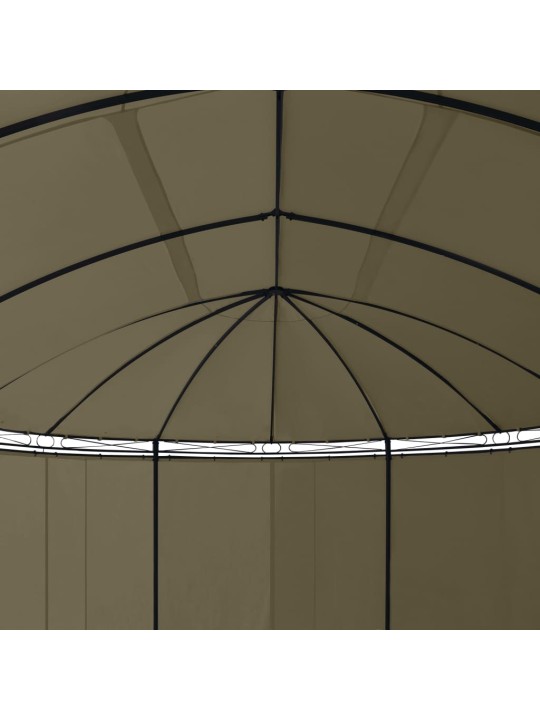 Dārza nojume ar aizkariem, 520x349x255 cm, pelēkbrūna, 180g/m²