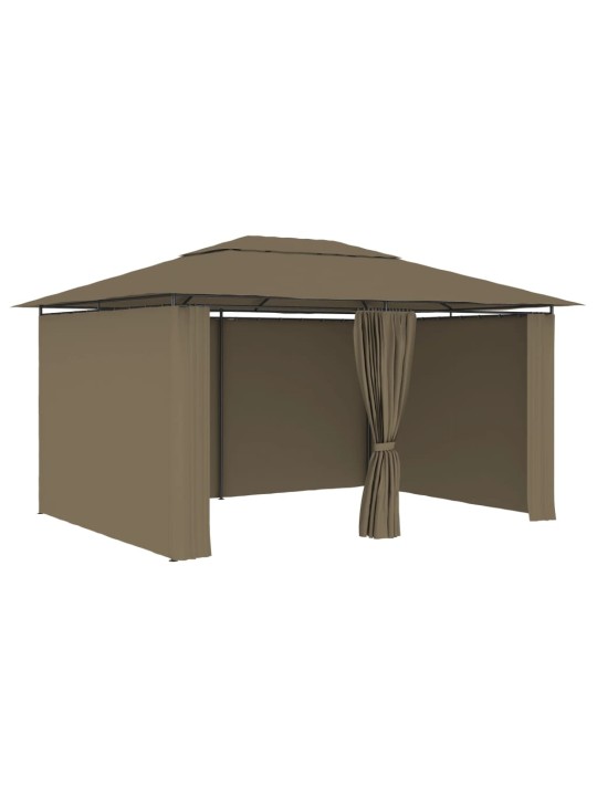 Dārza nojume ar aizkariem, 4x3 m, pelēkbrūna, 180 g/m²