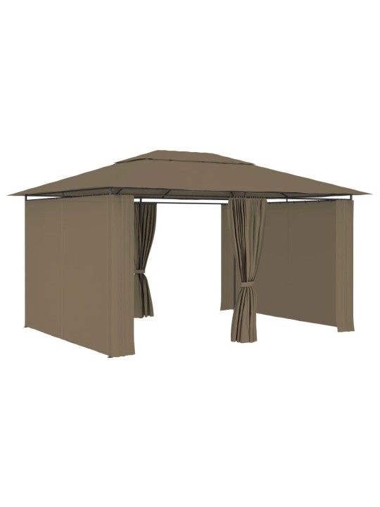 Dārza nojume ar aizkariem, 4x3 m, pelēkbrūna, 180 g/m²