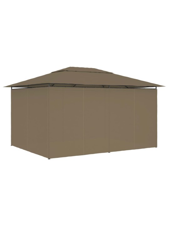Dārza nojume ar aizkariem, 4x3 m, pelēkbrūna, 180 g/m²