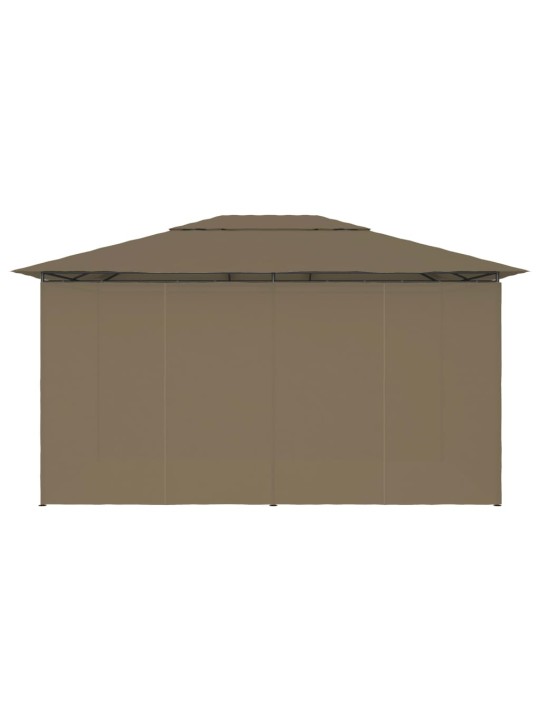 Dārza nojume ar aizkariem, 4x3 m, pelēkbrūna, 180 g/m²