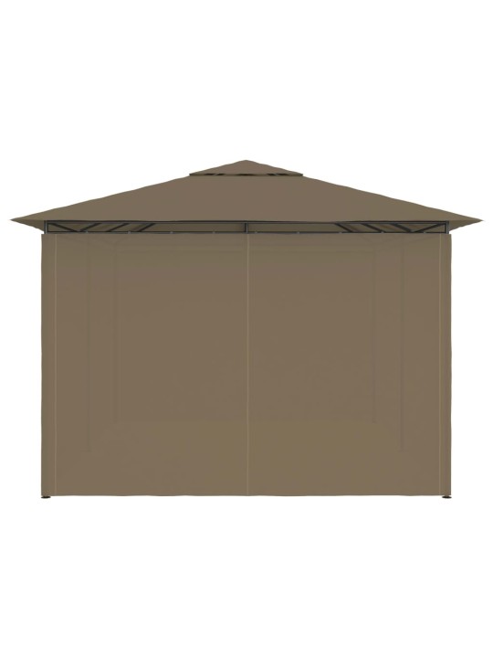 Dārza nojume ar aizkariem, 4x3 m, pelēkbrūna, 180 g/m²